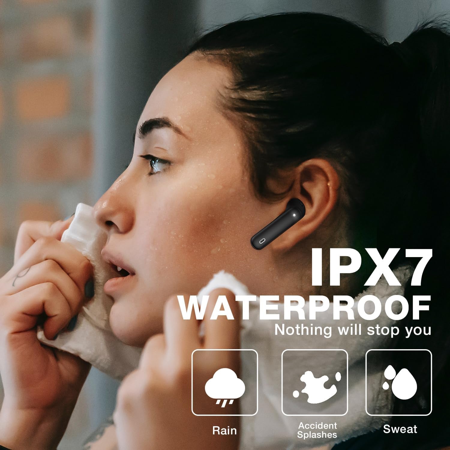 A40 Pro Wireless Earbuds, 50Hrs Playtime Bluetooth Earbuds Built in Noise Cancellation Mic with Charging Case, Headphones Stereo Sound, IPX7 Waterproof Ear Buds for Iphone and Android