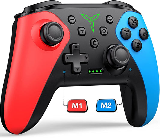 Wireless Switch Controller for Nintendo Switch/Lite/Oled Controller, Switch Controller with a Mouse Touch Feeling on Back Buttons, Extra Switch Pro Controller with Wake-Up,Programmable, Turbo Function (Red+Blue)