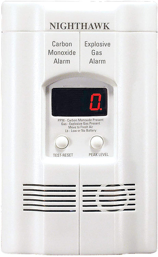 Carbon Monoxide Detector, Propane, Natural, Methane, & Explosive Gas Alarm, Plug-In Wall with 9-Volt Battery Backup, Digital LED Display