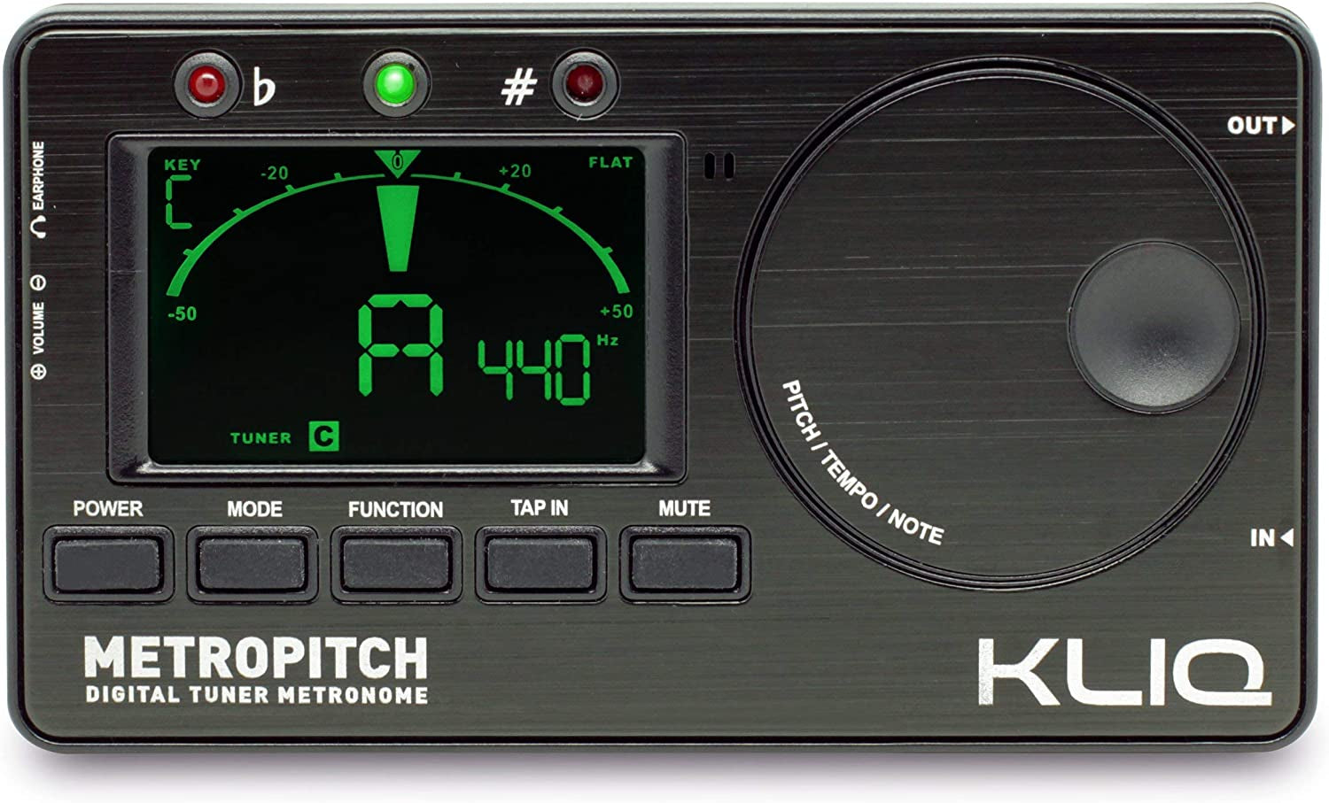 KLIQ Metropitch - Metronome Tuner for All Instruments - with Guitar, Bass, Violin, Ukulele, and Chromatic Tuning Modes (Metropitch, Black)