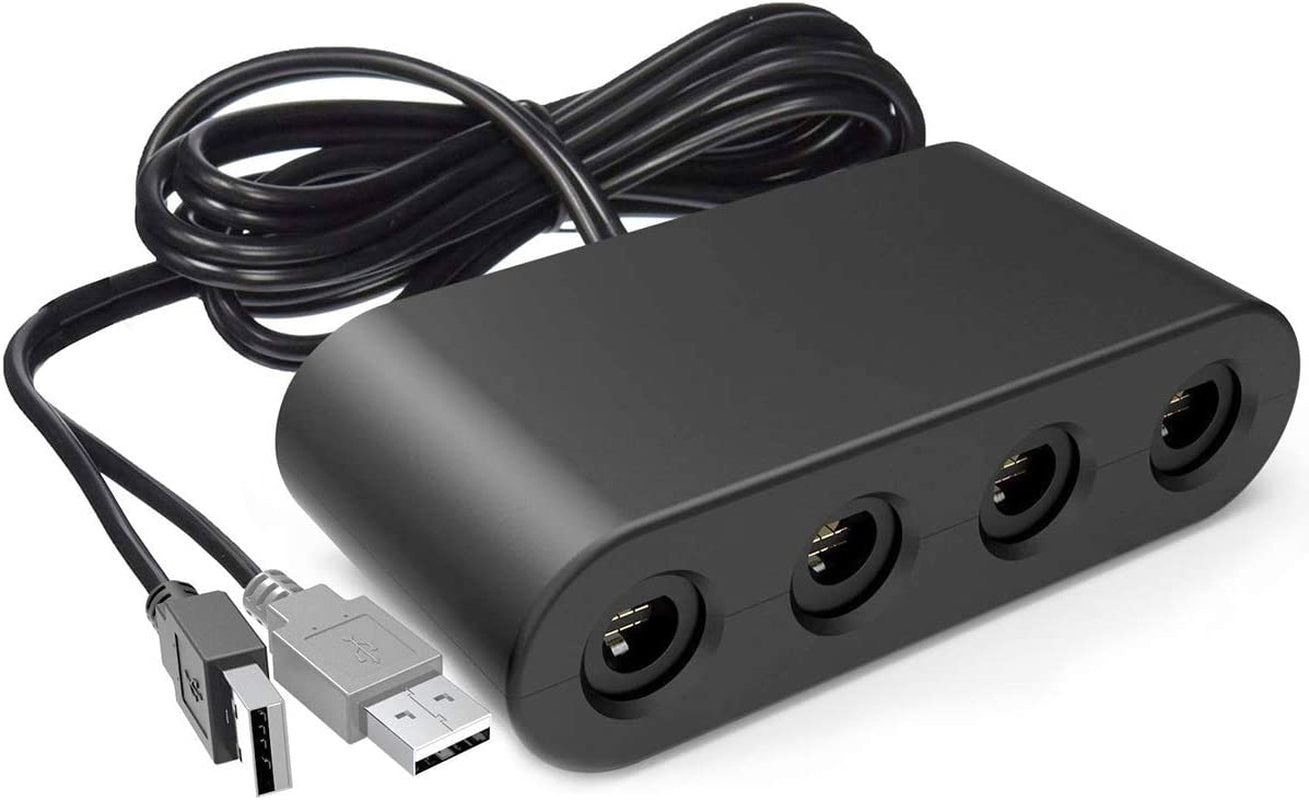 Gamecube Adapter for Nintendo Switch Gamecube Controller Adapter and WII U and PC, Super Smash Bros Gamecube Controller Adapter. Support Turbo and Vibration Features with 180Cm Long Cable