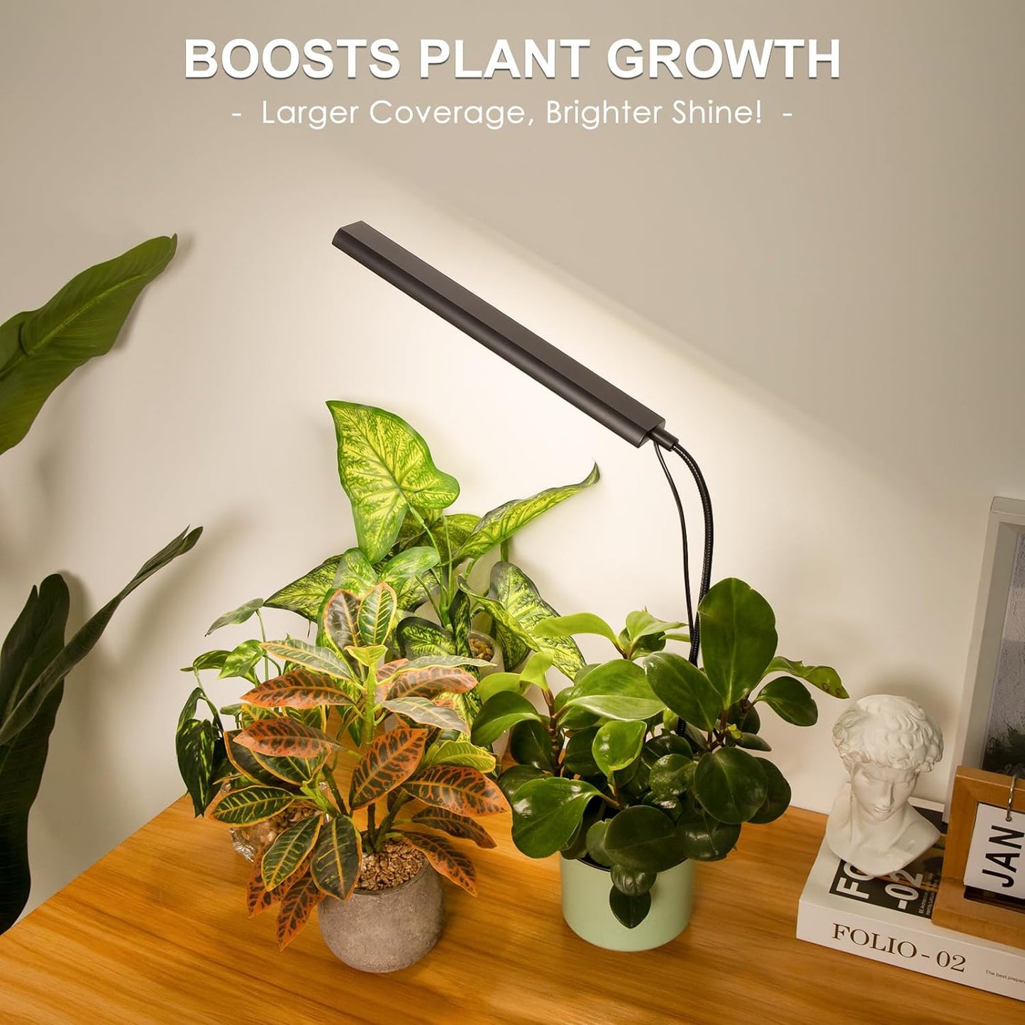 Grow Light for Indoor Plants Growing, Full Spectrum Gooseneck Plant Light for Indoor Plants, 52 LED Bright Grow Lamp with Auto On/Off Timer 4/8/12H, 4 Dimmable Brightness, Black