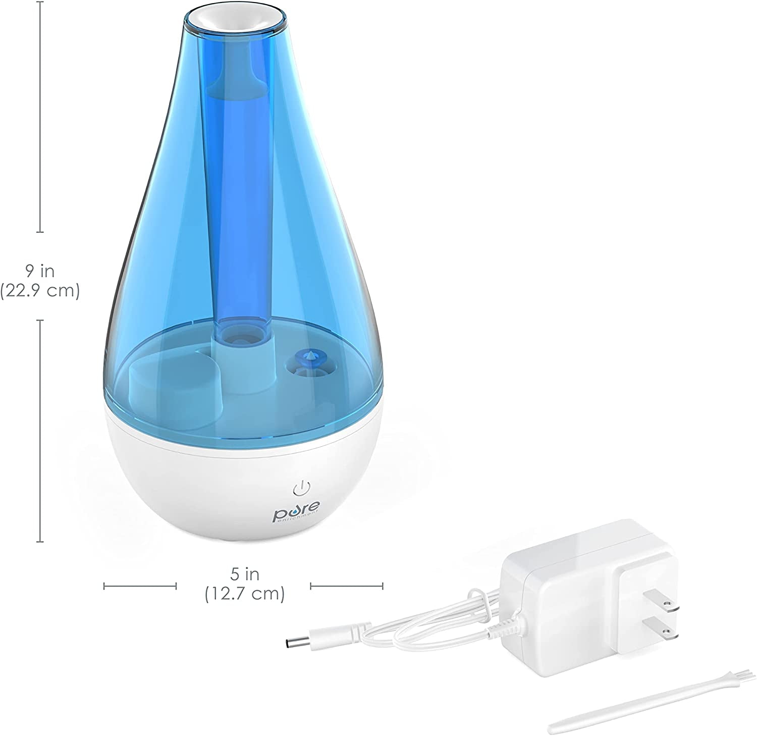 Mistaire Ultrasonic Cool Mist Humidifier - Compact, 2 Mist Settings, Night Light, Auto Shut-Off - for Small Rooms, Offices, Nurseries, & Plants