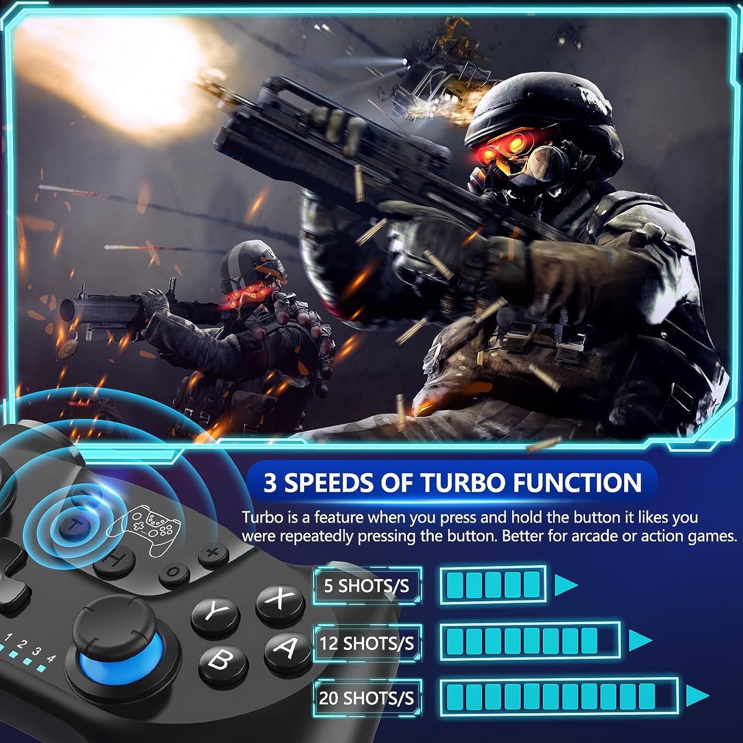 Wireless Switch Controller, Switch Pro Controller Compatible with Switch/Lite/Oled, Switch Remote Gamepad with 6-Axis Gyro, Dual Motor, Wake-Up and Turbo - 2023 New Version