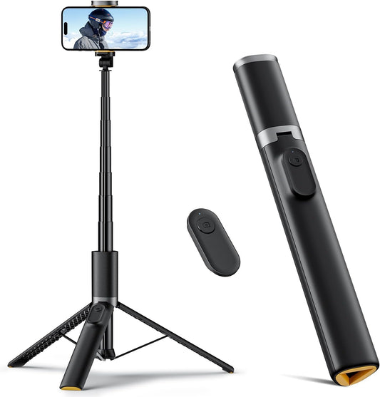 Phone Tripod,  63" Portable Selfie Stick Tripod with Remote & Iphone Tripod Stand for Video Recording, Travel Tripod for Iphone, Cell Phone Tripod Compatible with Iphone 15/14/13 Pro Max/Android