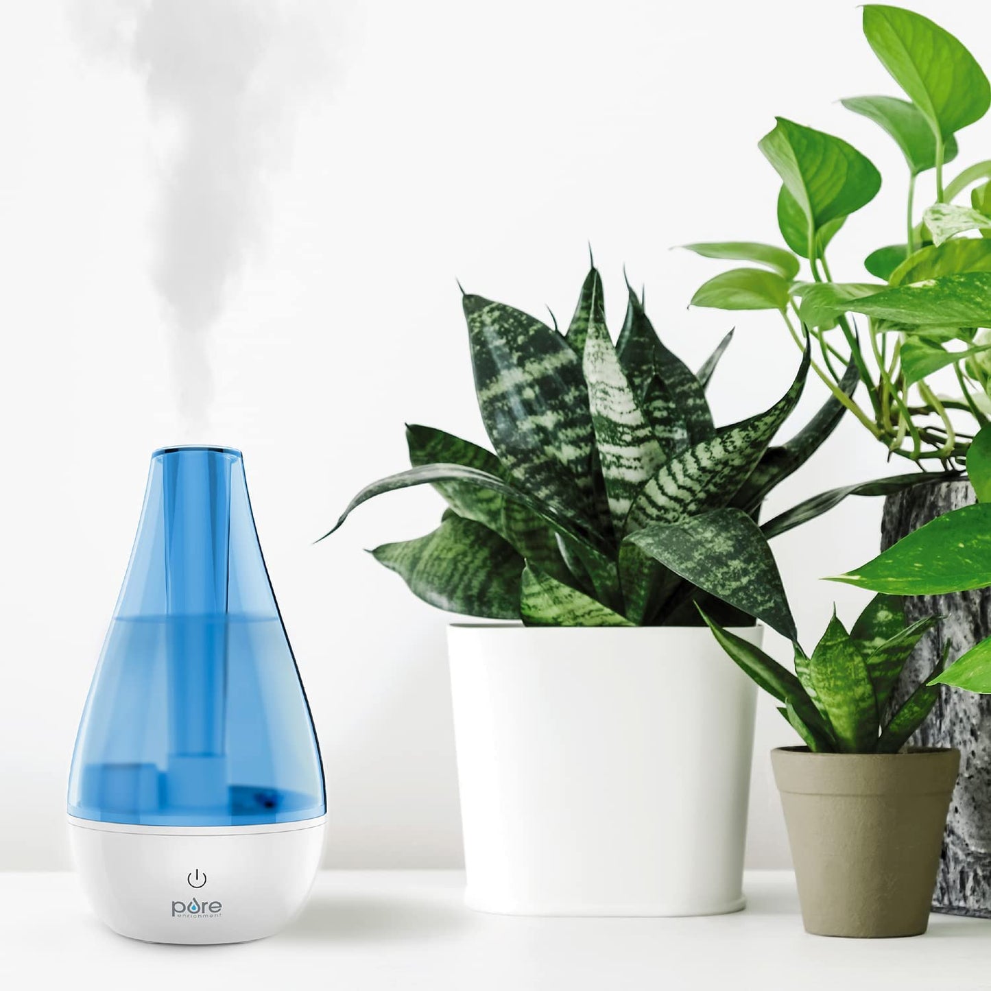 Mistaire Ultrasonic Cool Mist Humidifier - Compact, 2 Mist Settings, Night Light, Auto Shut-Off - for Small Rooms, Offices, Nurseries, & Plants