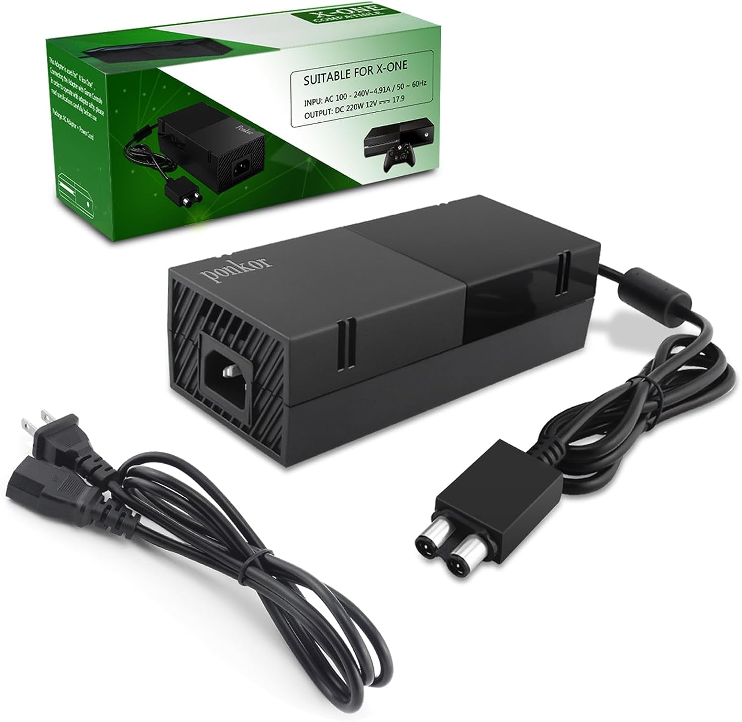 Power Supply for Xbox One, AC Cord Replacement Power Brick Adapter 100-240V Compatible with Xbox One