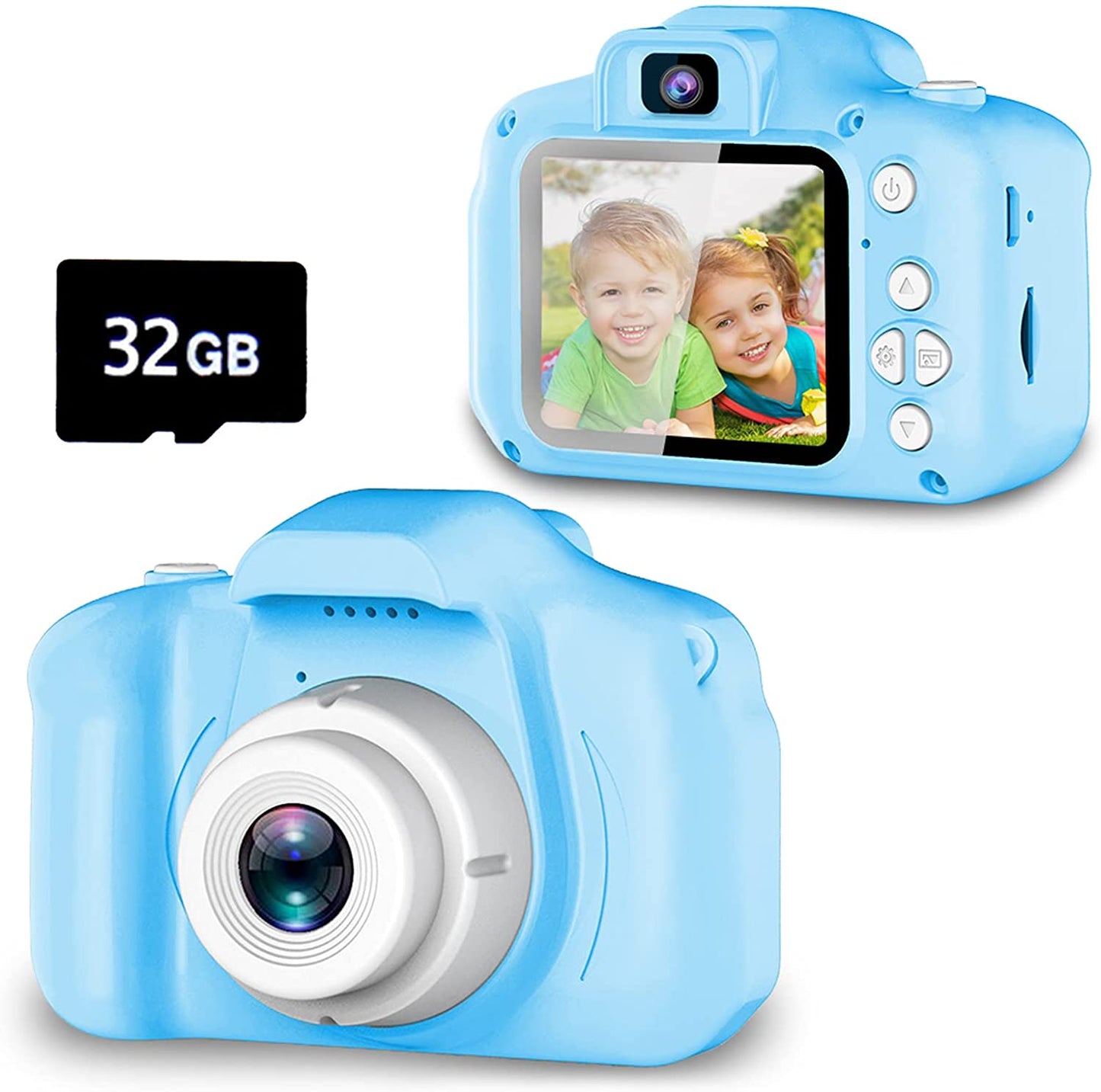 Upgrade Kids Selfie Camera, Christmas Birthday Gifts for Boys Age 3-9, HD Digital Video Cameras for Toddler, Portable Toy for 3 4 5 6 7 8 Year Old Boy with 32GB SD Card-Blue