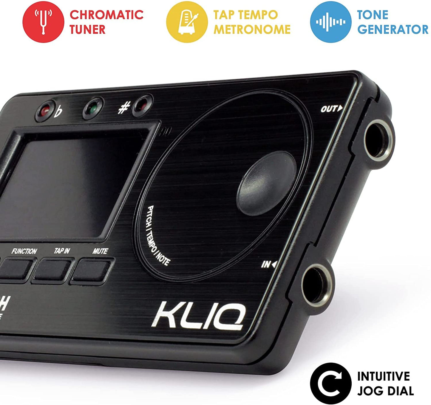 KLIQ Metropitch - Metronome Tuner for All Instruments - with Guitar, Bass, Violin, Ukulele, and Chromatic Tuning Modes (Metropitch, Black)