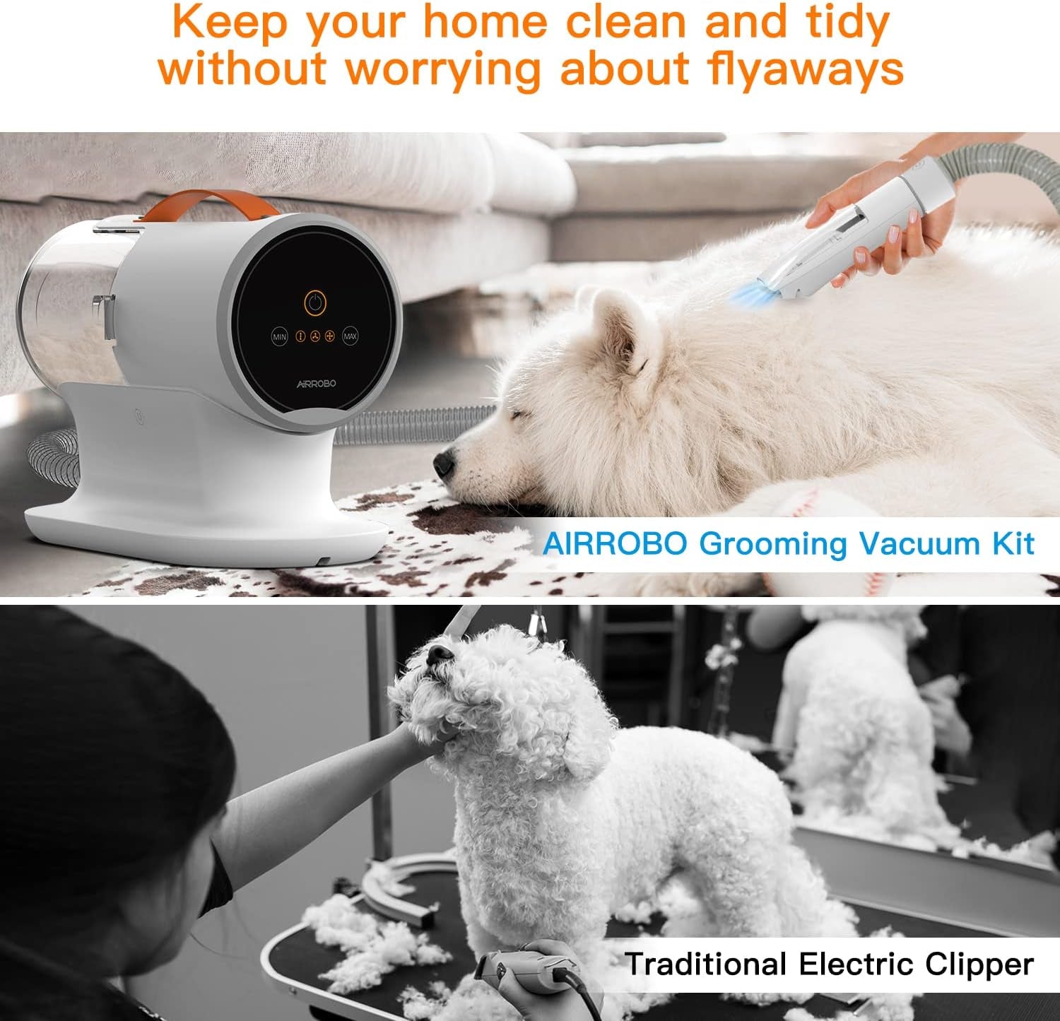 Dog Hair Vacuum & Dog Grooming Kit, 12000Pa Strong Pet Grooming Vacuum, 2L Large Capacity Dog Vacuum for Shedding Grooming Hair, Quiet, 5 Pet Grooming Tools, PG100