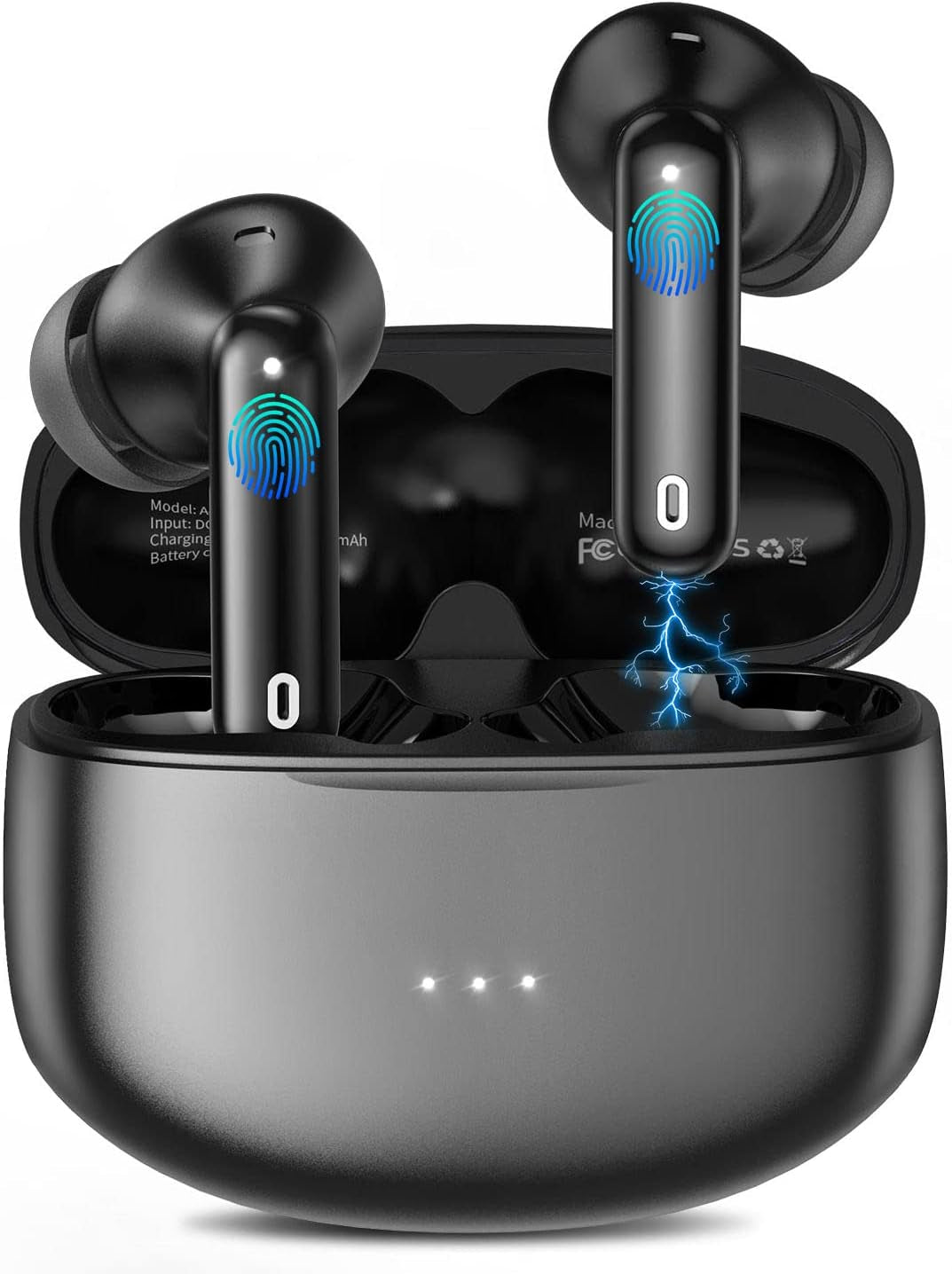 A40 Pro Wireless Earbuds, 50Hrs Playtime Bluetooth Earbuds Built in Noise Cancellation Mic with Charging Case, Headphones Stereo Sound, IPX7 Waterproof Ear Buds for Iphone and Android