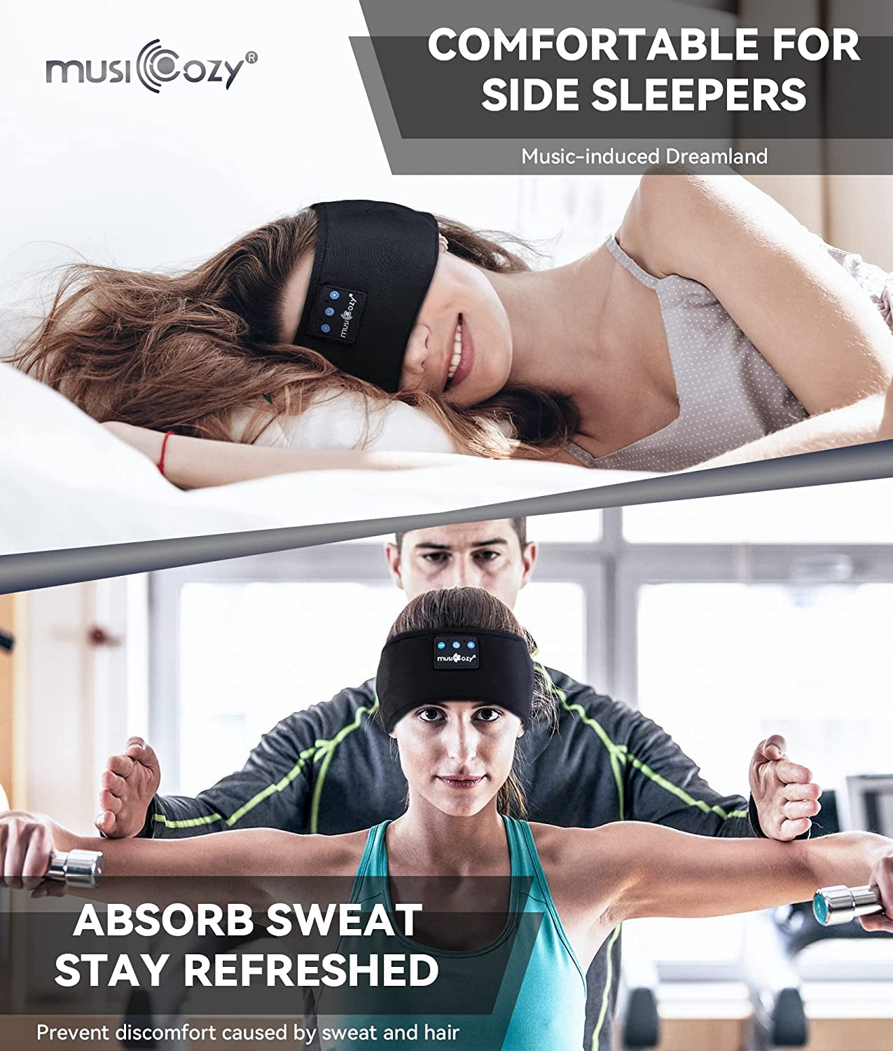 Sleep Headphones Bluetooth 5.2 Headband, Sports Wireless Earphones Sweat Resistant Earbuds with Ultra-Thin HD Stereo Speaker for Workout Running Cool Gadgets Unique Gifts