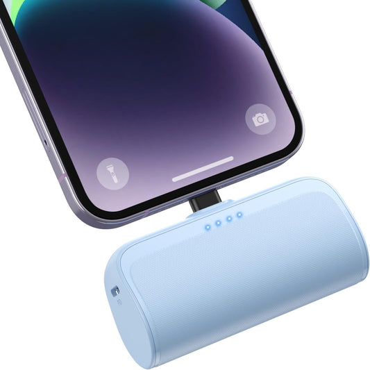 Mini Portable Charger Power Bank for Iphone,5200Mah Phone Charger, Ultra-Compact PD Fast Charging Battery Pack Compatible with Iphone 14/14 Plus/Pro Max/13/12/12 Mini/11/Xs/Xr/X/8/7/6/6S（Aqua Blue）