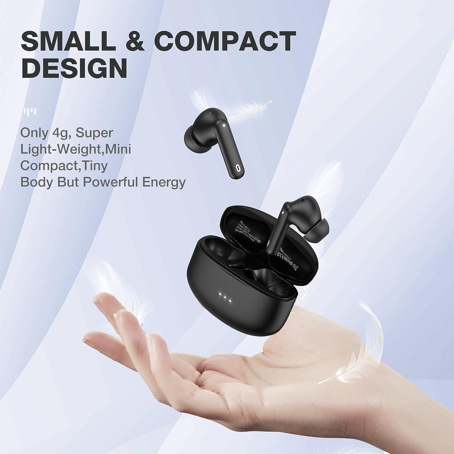 A40 Pro Wireless Earbuds, 50Hrs Playtime Bluetooth Earbuds Built in Noise Cancellation Mic with Charging Case, Headphones Stereo Sound, IPX7 Waterproof Ear Buds for Iphone and Android