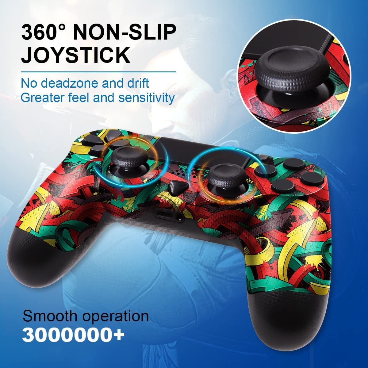 PS4 Controller Wireless, with USB Cable/1000Mah Battery/Dual Vibration/6-Axis Motion Control/3.5Mm Audio Jack/Multi Touch Pad/Share Button, PS4 Controller Compatible with Ps4/Slim/Pro/Pc