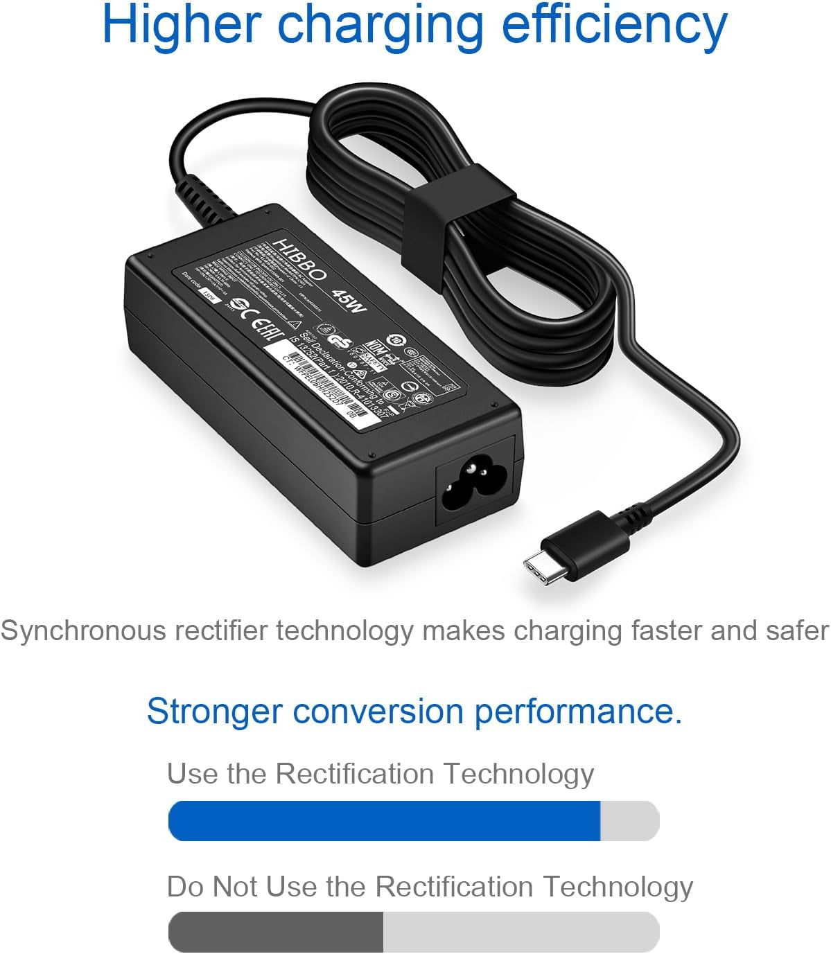 USB C Chromebook Charger for HP, Lenovo, Dell, Acer, Asus, Samsung, Google Type C Laptop Computer 45W USB C Fast Power Adapter