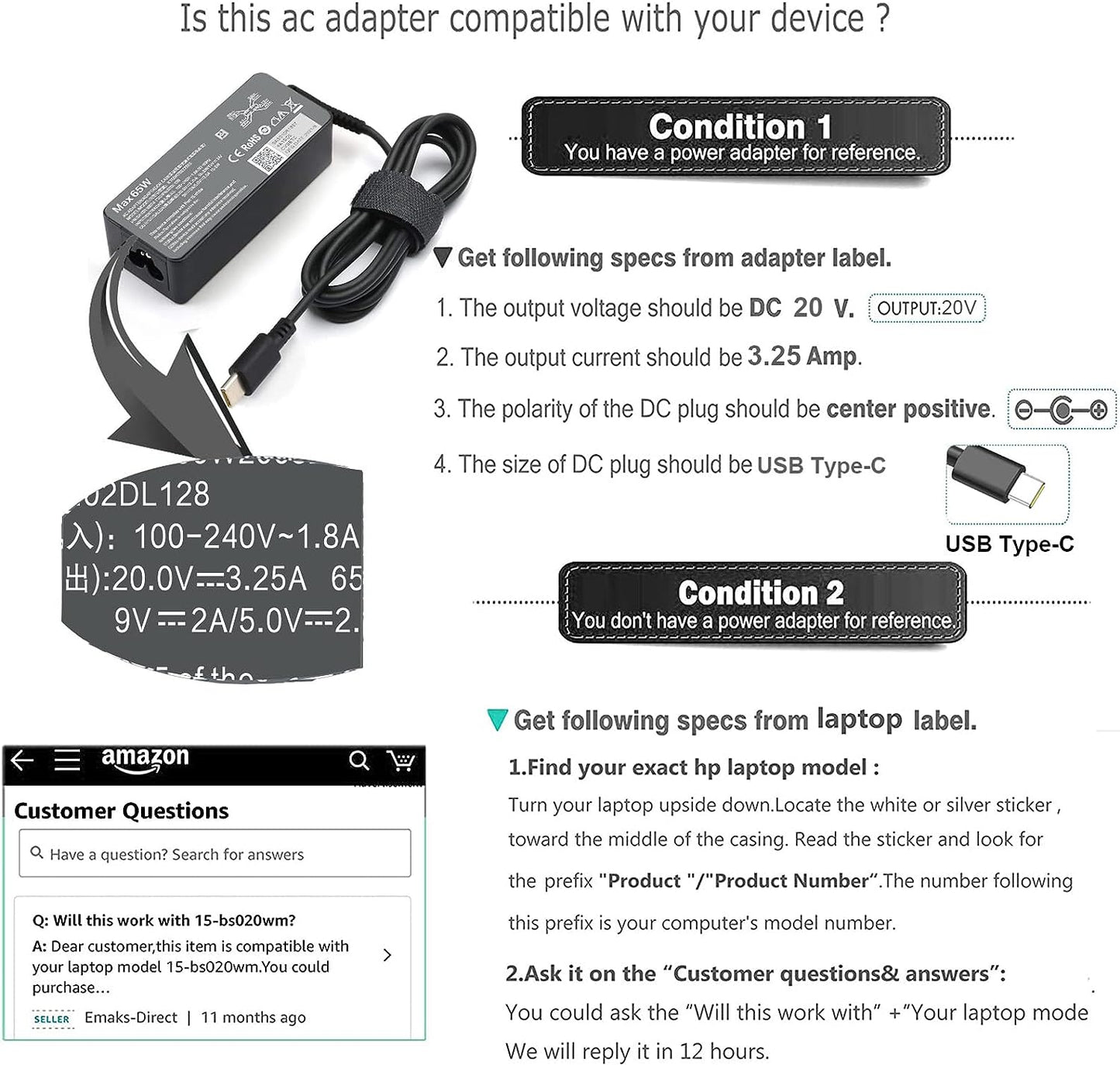 65W USB C Laptop Charger Replacement for Lenovo Thinkpad/Yoga/Chromebook, ADLX65YDC2A Lenovo Laptop Charger