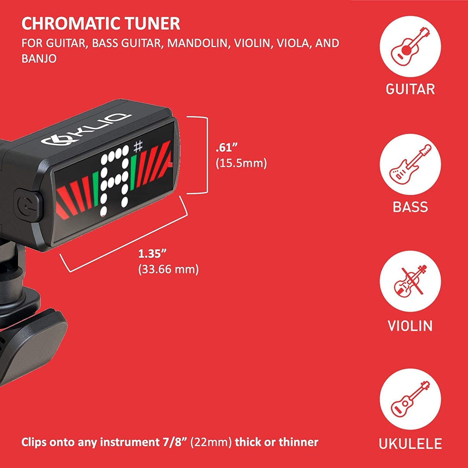 KLIQ UT2 Micro Clip-On Tuner for All Instruments